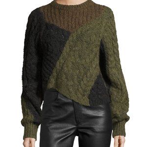 Isabel Marant Etoile Daryl Colorblock Chunky Knit Sweater (Khaki, US XS, FR34)